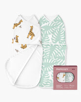 Momcozy Easy Swaddle Wrap 0-3M, 2-Pack - Giraffe & Leaf (Bravery)