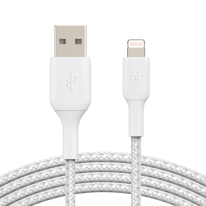 Belkin USB A to lightning braided cable 1m - White