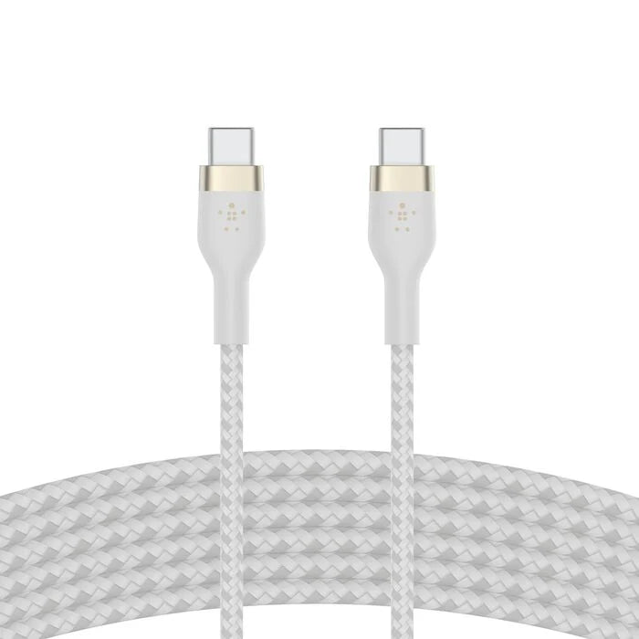 BELKIN BOOSTCHARGE PRO FLEX USB C - C BRAIDED 3M - WHITE