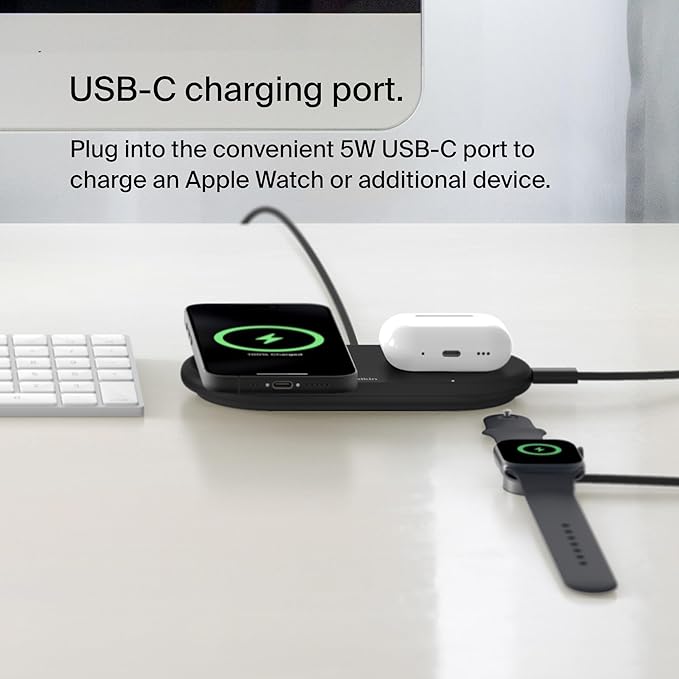BELKIN BOOSTCHARGE PRO 2-IN-1 MAGNETIC WIRELESS CHARGING PAD WITH QI2 15W