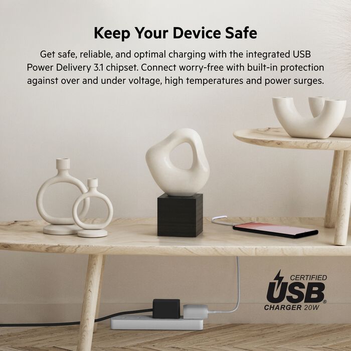 Belkin BoostCharge USB-C Wall Charger 20w + 1m USB-C to USB-C Cable