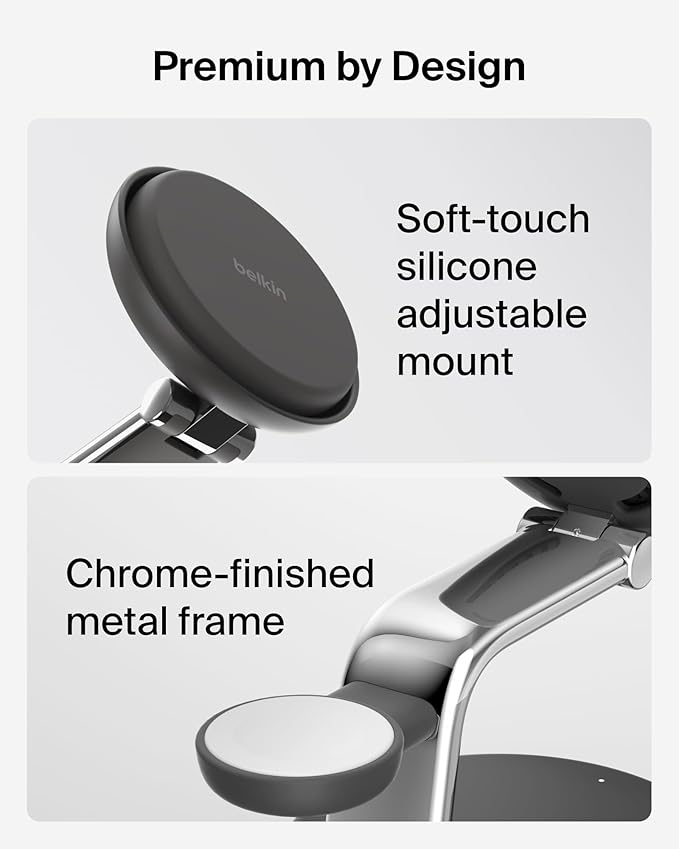 Belkin BOOST CHARGE PRO QI2 25w Magnetic 3in1 Premium Wireless Charging Stand, Charcoal