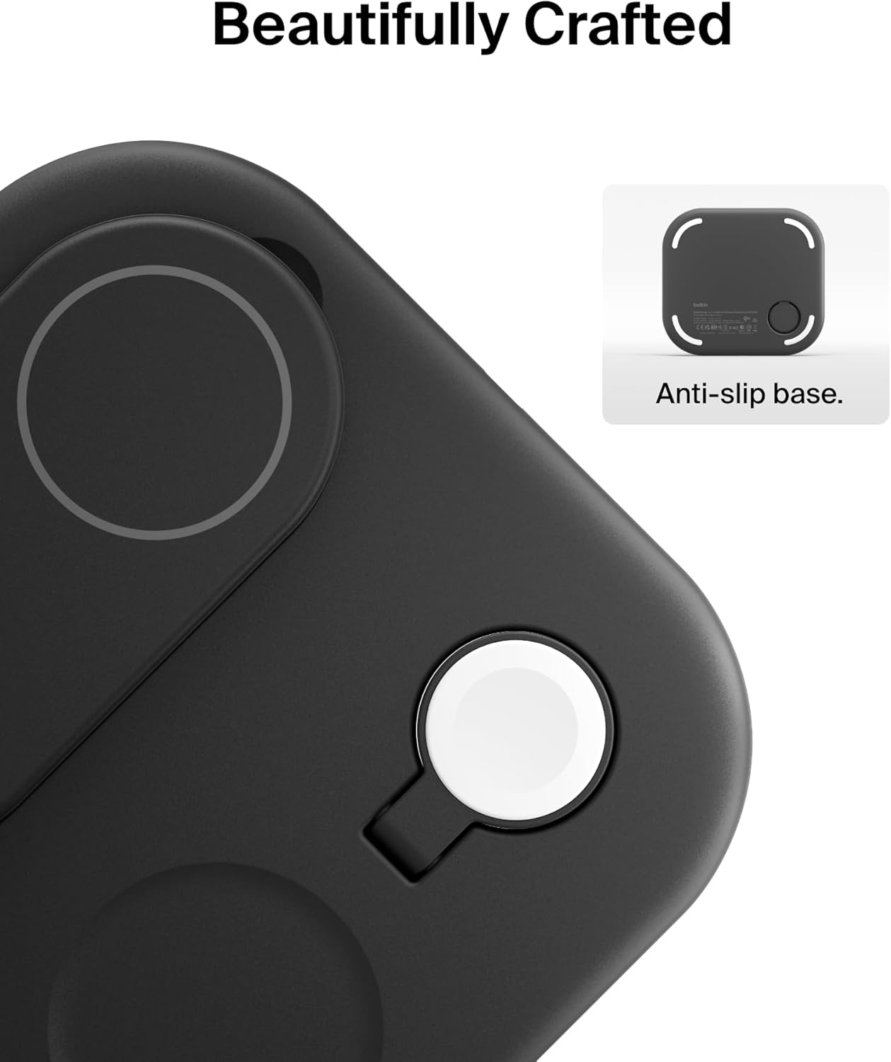 BELKIN BOOSTCHARGE 3-IN-1 MAGNETIC CHARGING STAND WITH QI2 FAST WIRELESS CHARGING 15 - BLACK