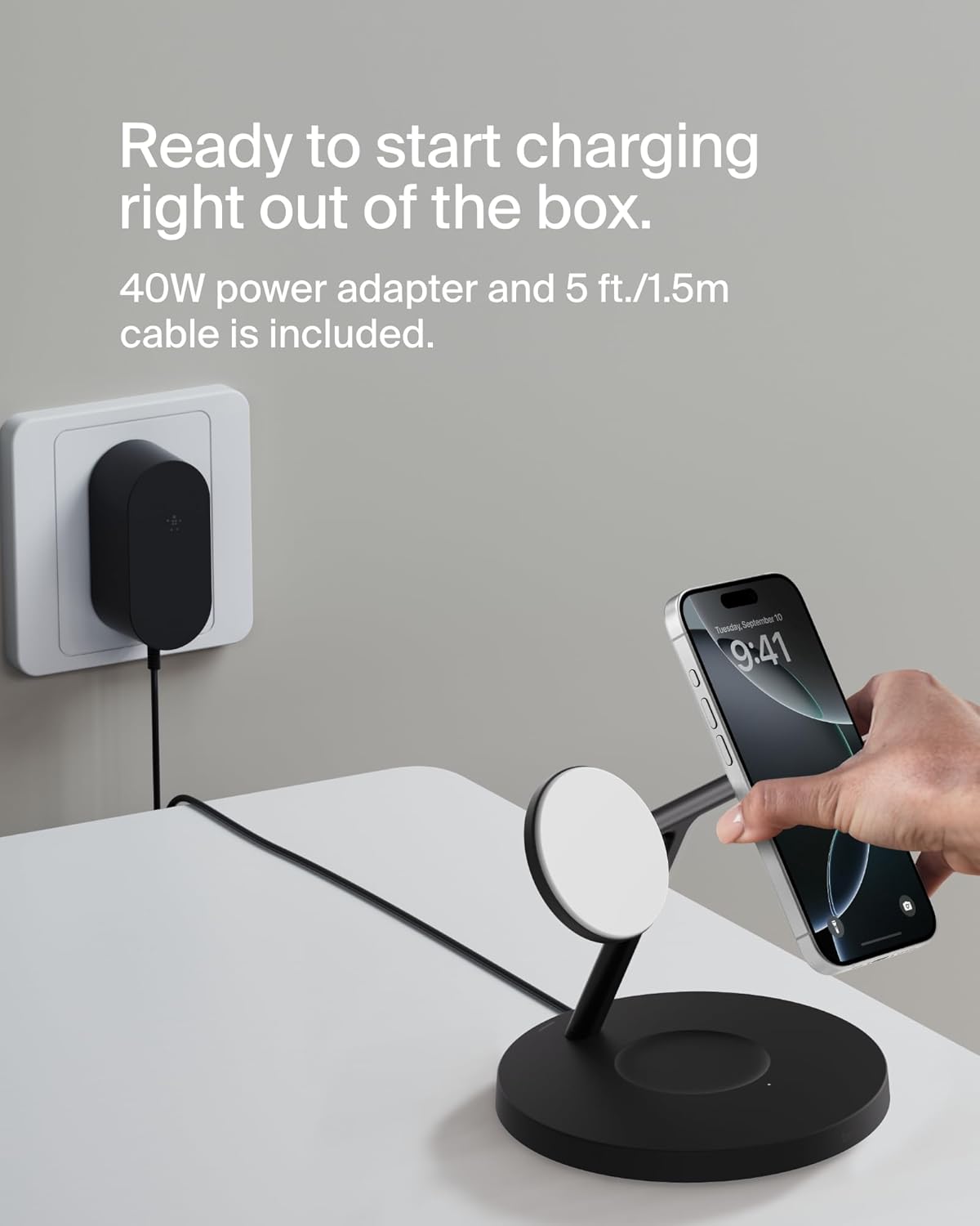 BELKIN BOOSTCHARGE 3-IN-1 QI2 WIRELESS CHARGER, MAGSAFE COMPATIBLE, FOR APPLE IPHONE 16 SERIES, APPLE WATCH, AIRPODS, PSU INCLUDED - BLACK