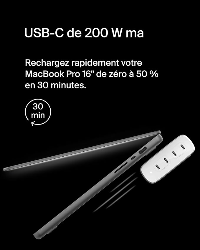 BELKIN BOOSTCHARGE PRO 200W 4-PORTS GAN DESKTOP CHARGER (140W C1+C2 MAX, 60W C3+C4 MAX) - White