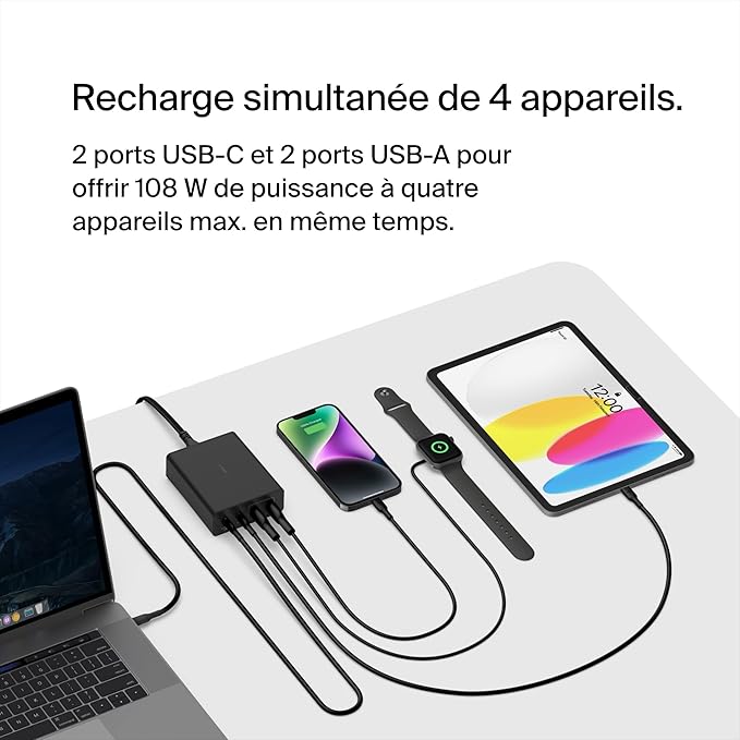 BELKIN BOOSTCHARGE PRO 108W 4-PORTS GAN - Black
