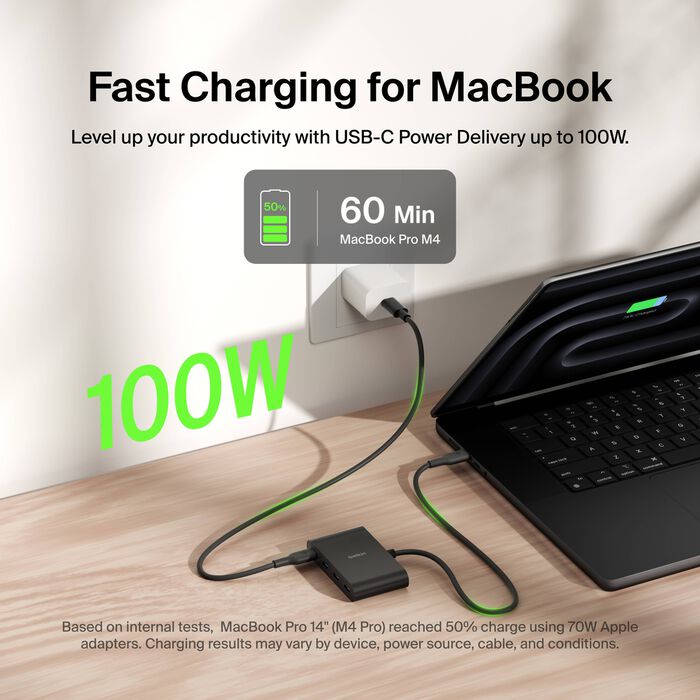 BELKIN CONNECT USB-C TO 4-PORT USB-C HUB, 100W PD