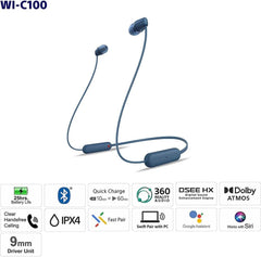 Sony WI-C100 Wireless In-ear Headphones - Blue