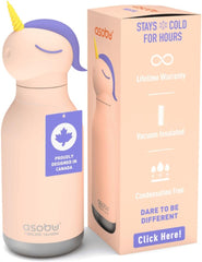 Asobu Bestie Unicorn Insulated Stainless Steel Water Bottle with Straw