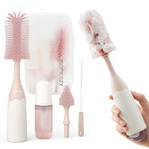 Momcozy Bottle Brush Kit, Innovative Push-Press Design for Better Cleaning, Pink