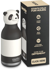 asobu Bestie Bottle Insulated Stainless Steel Water Bottle (panda)
