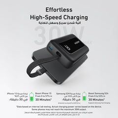 Anker Zolo Power Bank 10000mAh 30W with Built-in USB-C Cable - Black