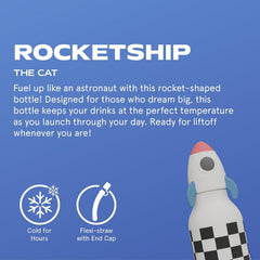 asobu Bestie Rocket Checker Kids Straw Bottle