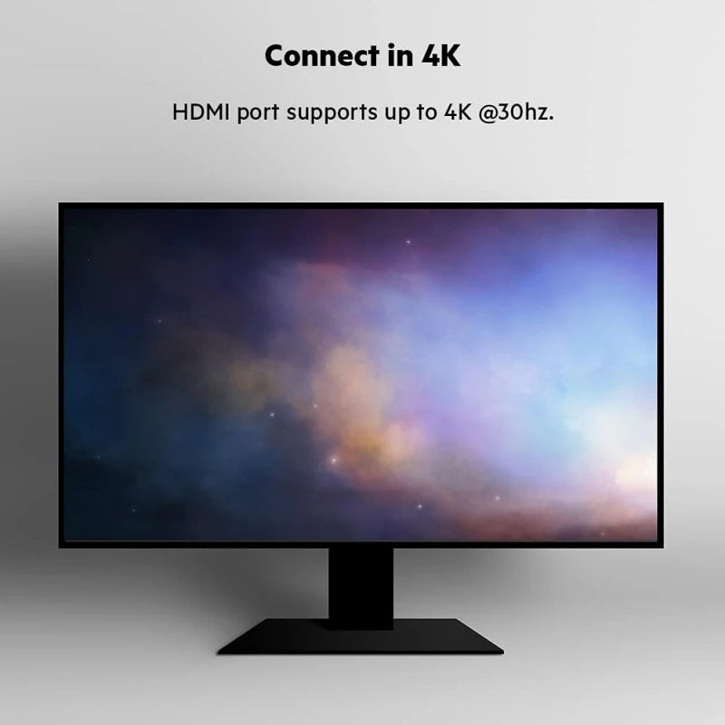 "BELKIN CONNECT USB-C 7-IN-1 MULTIPORT HUB ADAPTER SD 3.0 CARD READER MICRO SD CARD READER 3.5 MM AUDIO IN/OUT USB-C 3.0 PORT 2X USB-A BC1.2 PORTS 4K HDMI 1.4 PORT"