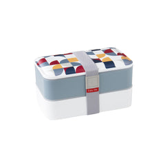 Easy Life Abstract 1200ml 2-Layer Lunchbox with Cutlery - Gray & White