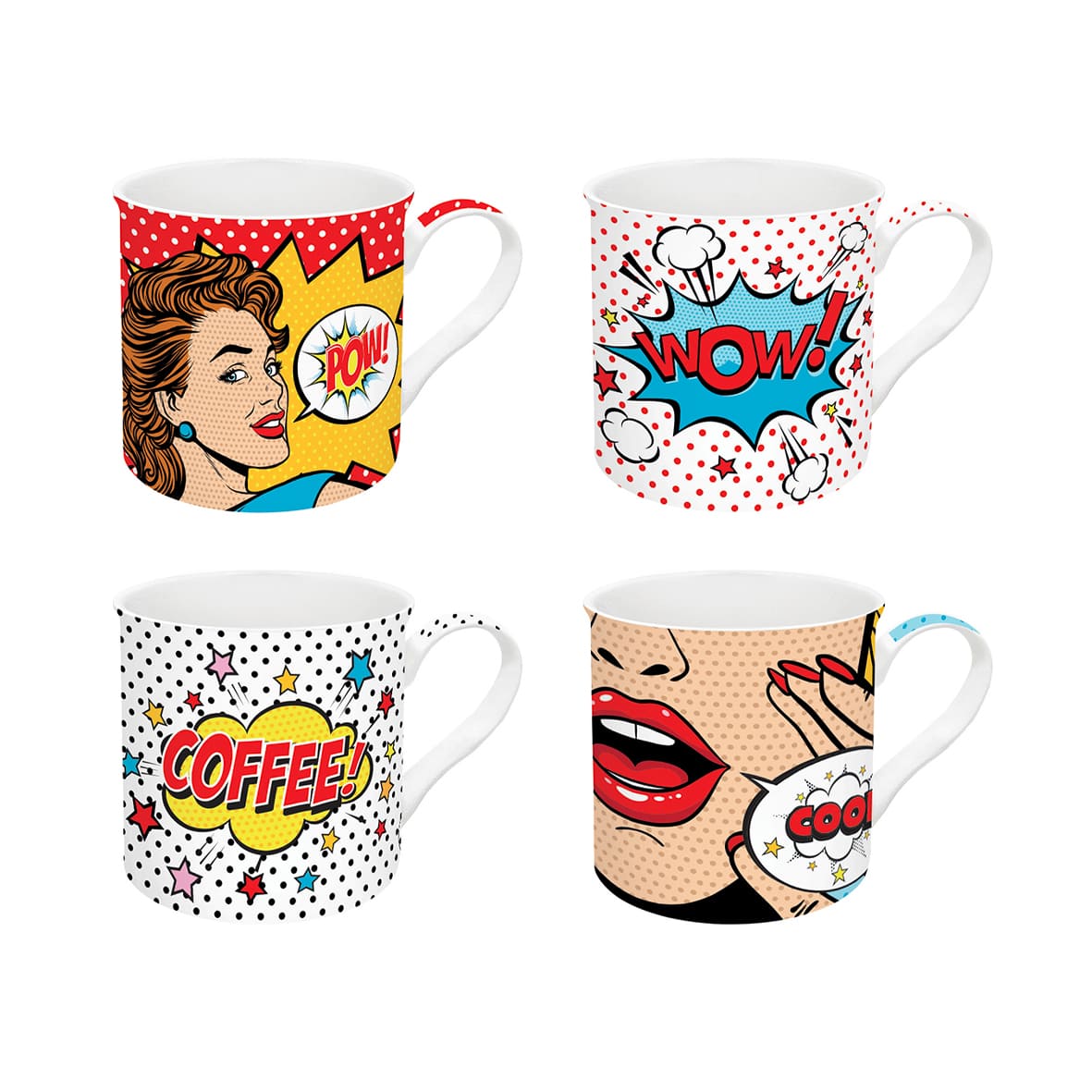 Easy Life Pop Art 300ml 4-Piece Mugs Set in Box - Multicolored