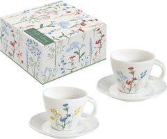Easy Life Mille Fleurs 120ml 4-Piece Cups & Saucers Set in Box - Multicolored