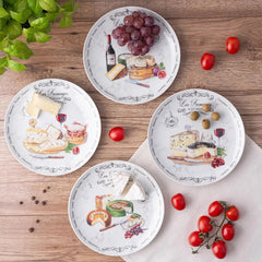 Easy Life Fromages 4-Piece 19cm Side Plate Set in Box - Multicolored