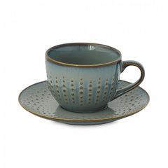 Easy Life Drops 110ml Coffee Cup & Saucer Set - Celadon