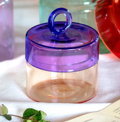Easy Life 500ml Glass Jar with Lid - Orange & Blue