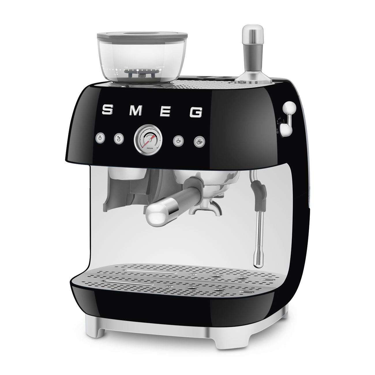 Smeg Manual Espresso Coffee Machine with Grinder 50's Style Aesthetic - Black
