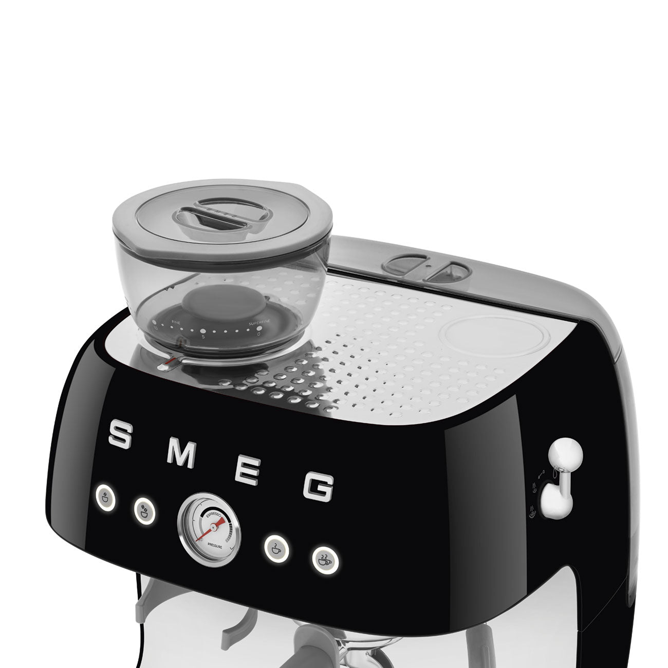 Smeg Manual Espresso Coffee Machine with Grinder 50's Style Aesthetic - Black