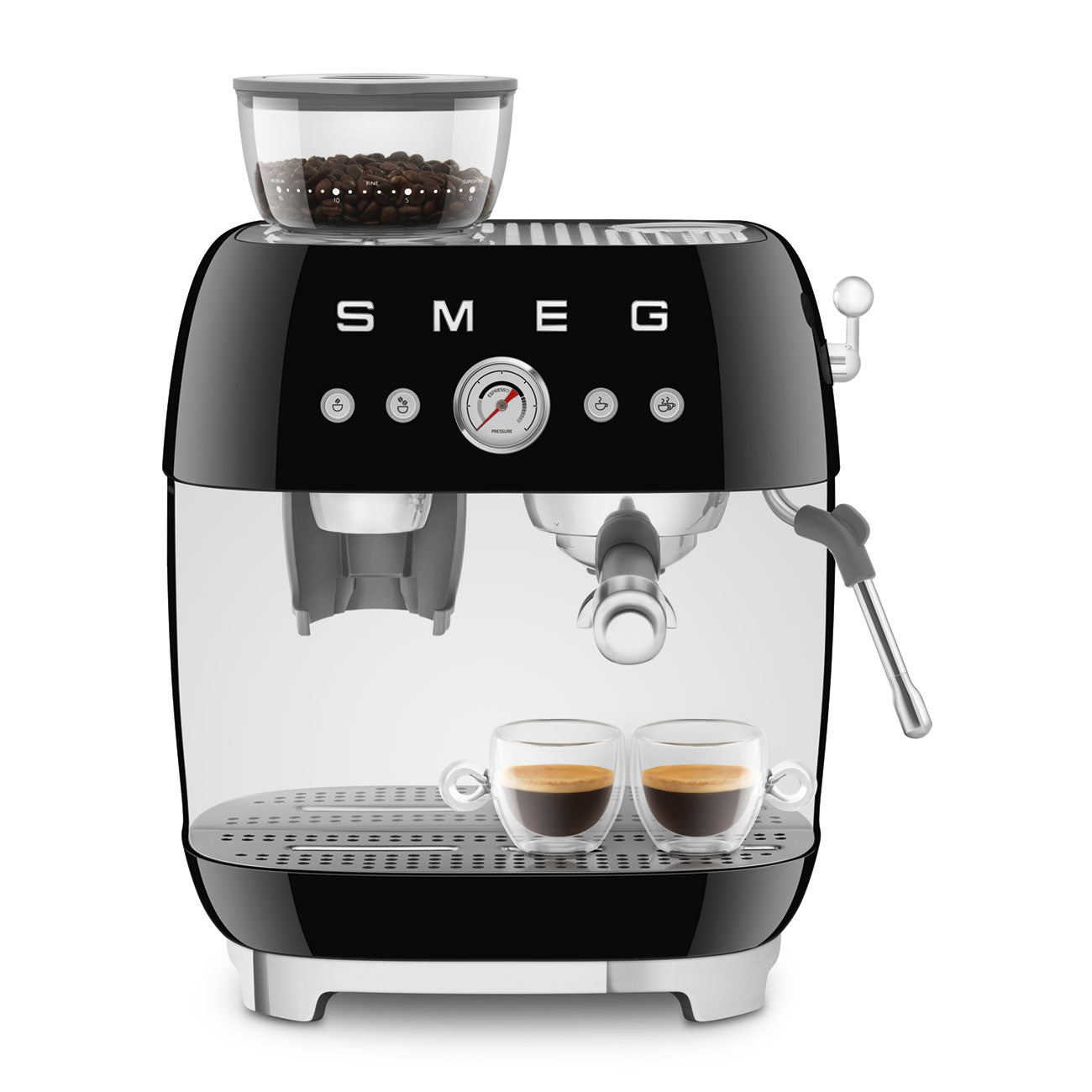 Smeg Manual Espresso Coffee Machine with Grinder 50's Style Aesthetic - Black
