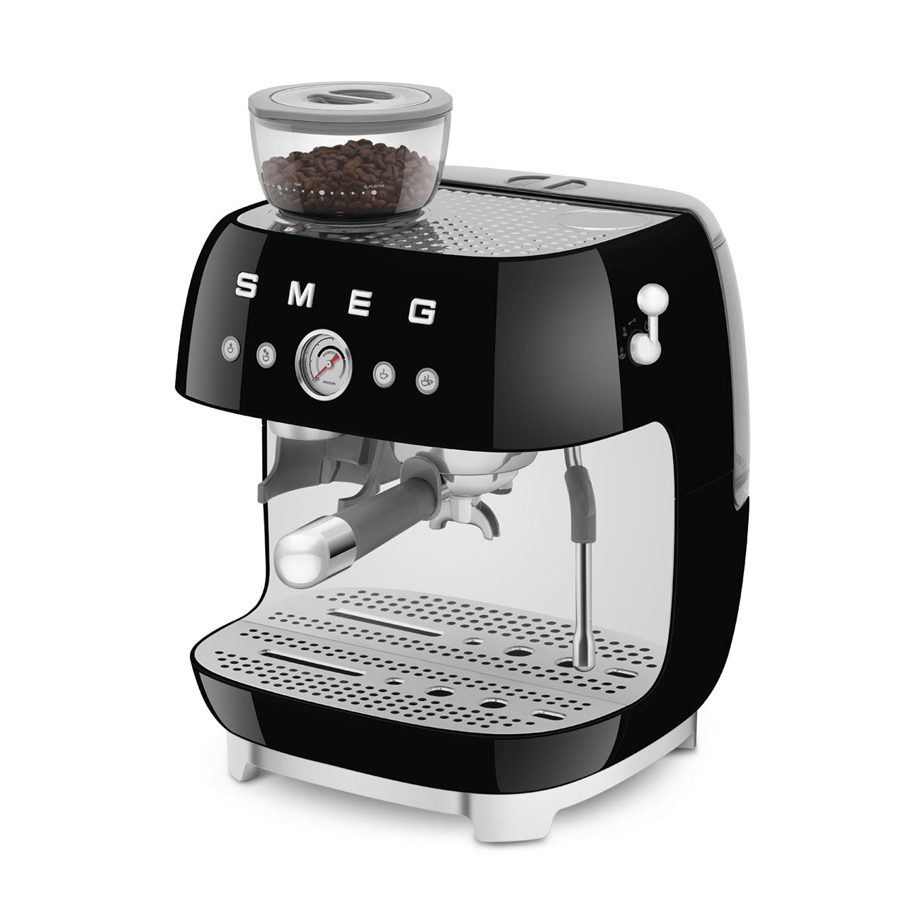 Smeg Manual Espresso Coffee Machine with Grinder 50's Style Aesthetic - Black