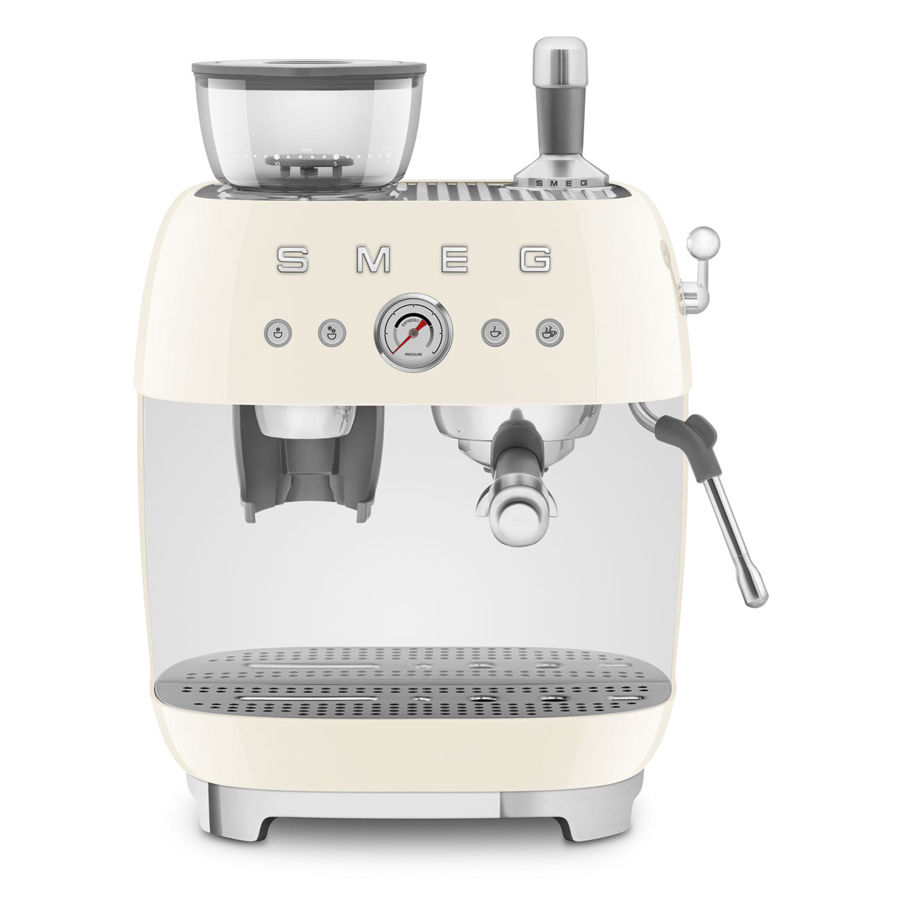 Smeg Manual Espresso Coffee Machine with Grinder 50's Style Aesthetic - Cream