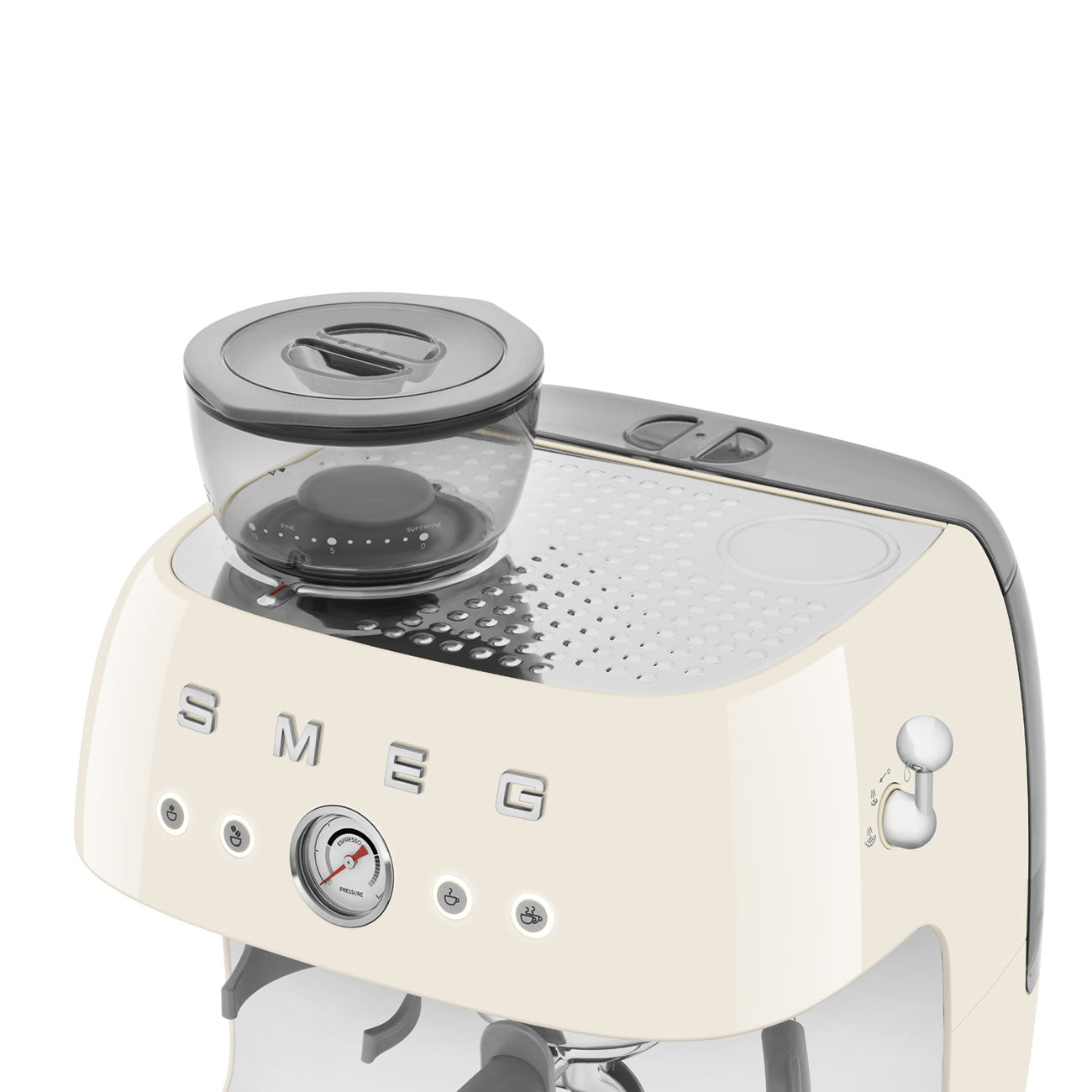 Smeg Manual Espresso Coffee Machine with Grinder 50's Style Aesthetic - Cream