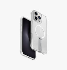 UNIQ Eleva Case with Built-in Aluminum Kickstand for 16 Pro Max - Clear