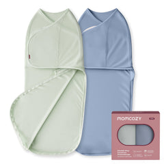 Momcozy Easy Swaddle Wrap 0-3M, 2-Pack - Blue & Green (Serenity)