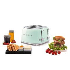 Smeg 4-Slot Wide Toaster 50's Style Aesthetic - Pastel Green