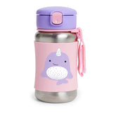 Zoo Stainless Steel Straw Bottle - Narwhal