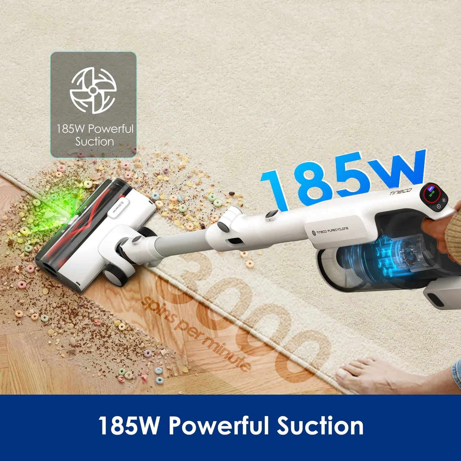 Tineco A50S Cordless Stick Vacuum , 500 W