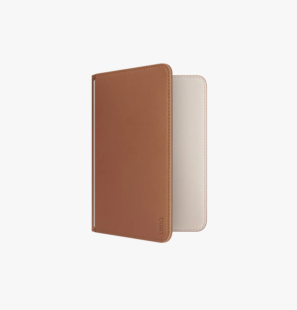 UNIQ Belmont Find My Vegan Leather Passport Holder - Brown