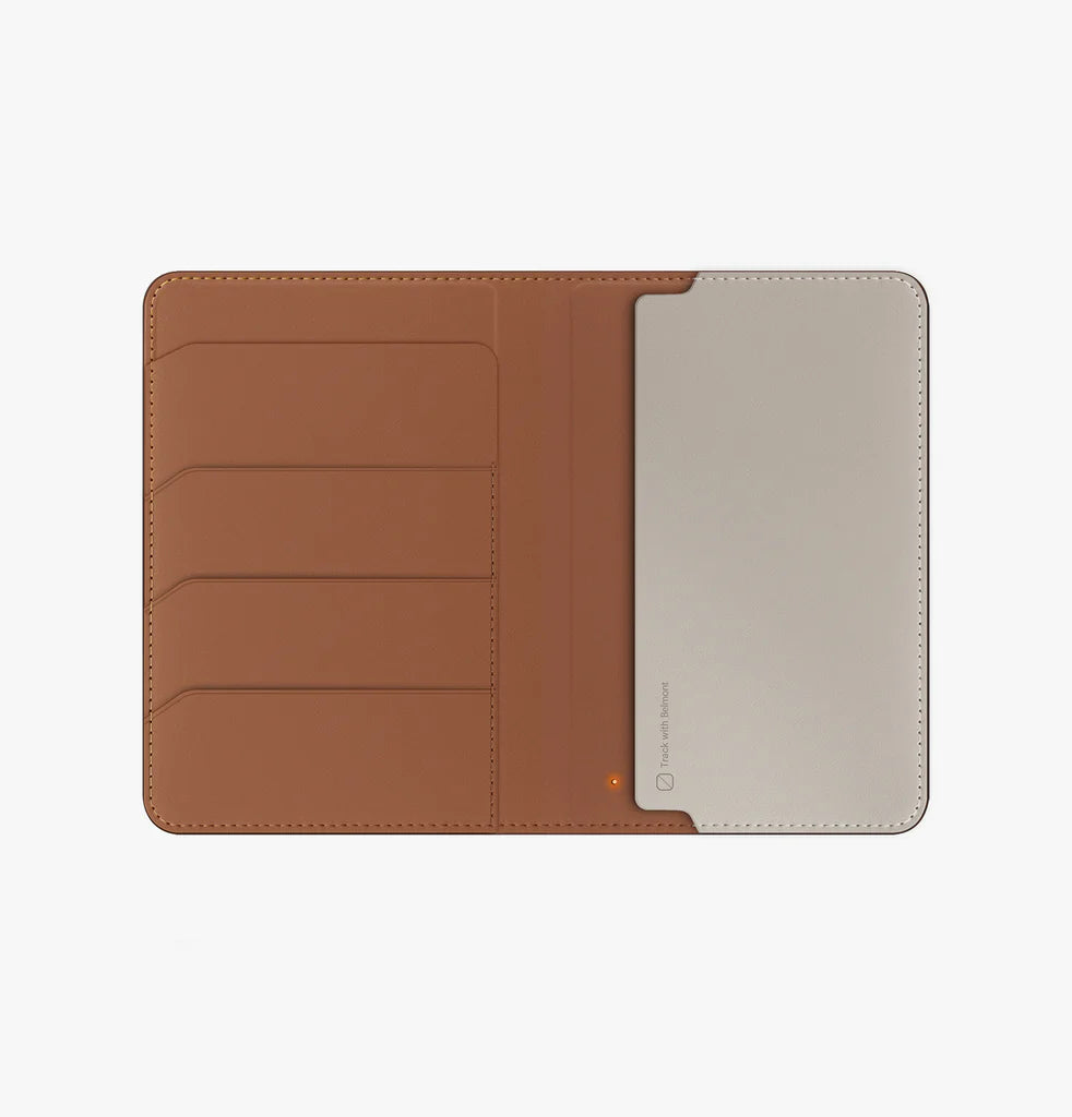 UNIQ Belmont Find My Vegan Leather Passport Holder - Brown