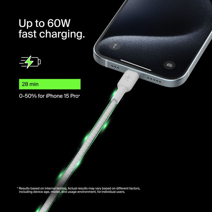 BELKIN BOOSTCHARGE C - C BRAIDED CABLE 1M - White