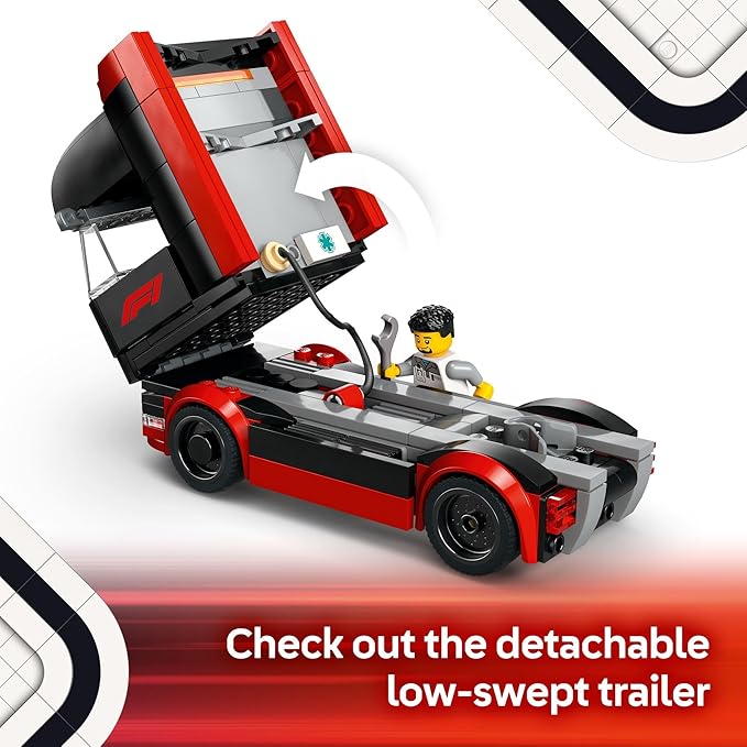 LEGO City F1 Truck with RB20 & AMR24 F1 Car Toys , Ages 8+