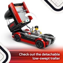 LEGO City F1 Truck with RB20 & AMR24 F1 Car Toys , Ages 8+