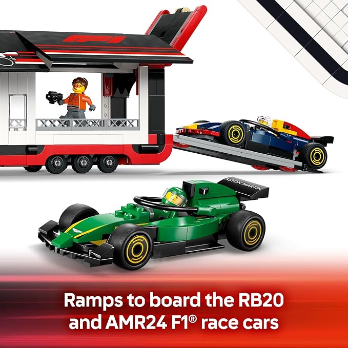 LEGO City F1 Truck with RB20 & AMR24 F1 Car Toys , Ages 8+