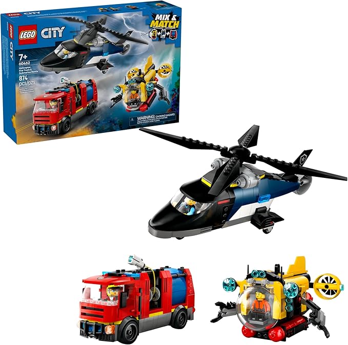 LEGO City Helicopter, Fire Truck & Submarine , Ages 7+