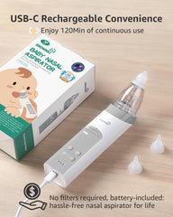 GROWNSY Electric Nasal Aspirator with 3 Silicone Tips - Grey