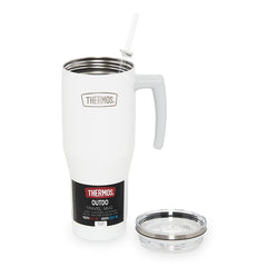 Thermos Stainless Steel Mug with Straw 1.1L - White