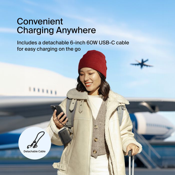 BELKIN BOOSTCHARGE POWER BANK 10K WITH DISPLAY, PD 20W WITH USB-C CABLE - BLACK