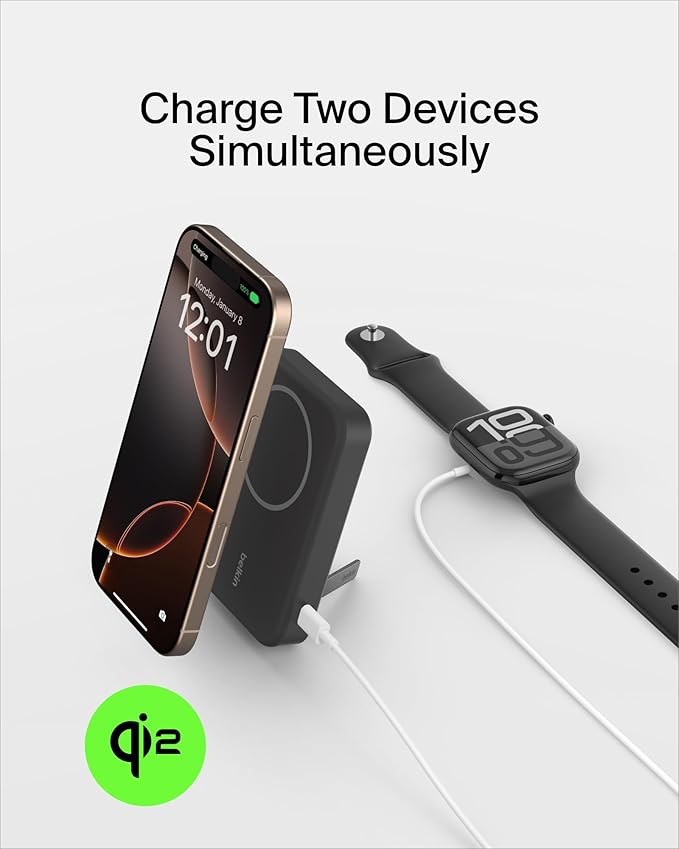 BELKIN BOOSTCHARGE QI2 MAGNETIC 15W WIRELESS POWER BANK 8K - Black
