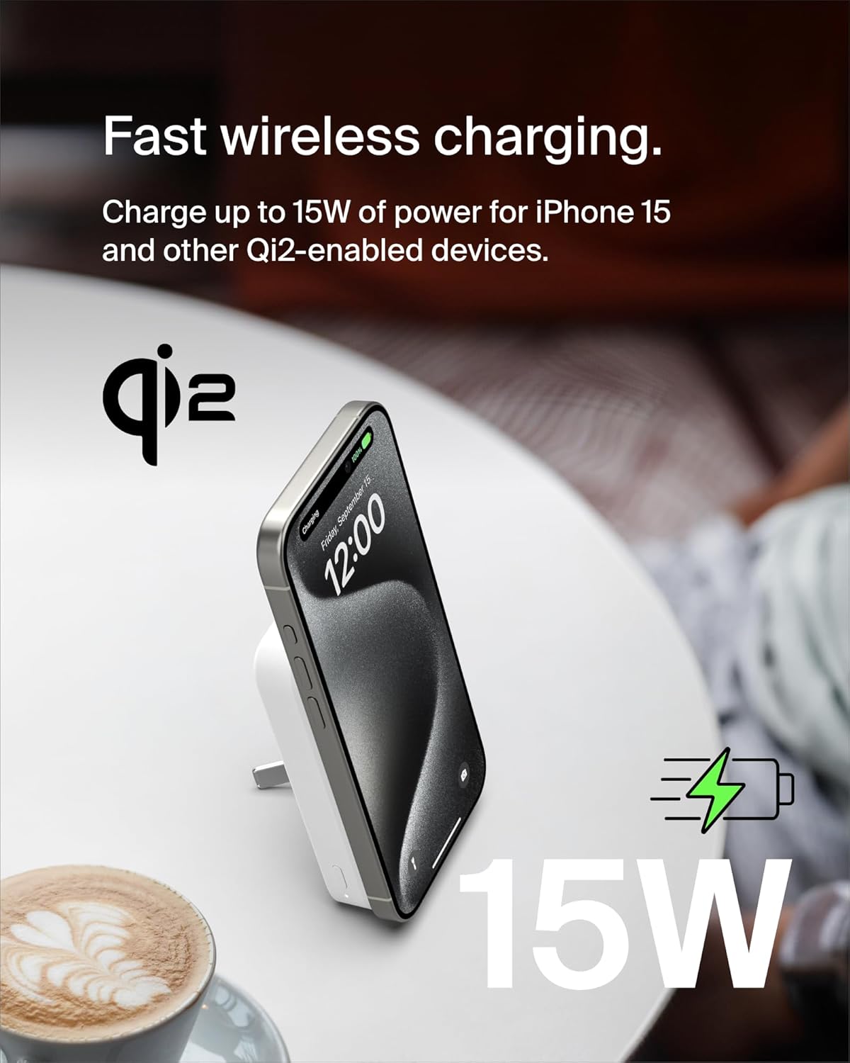 BELKIN BOOSTCHARGE QI2 MAGNETIC 15W WIRELESS POWER BANK 8K - White