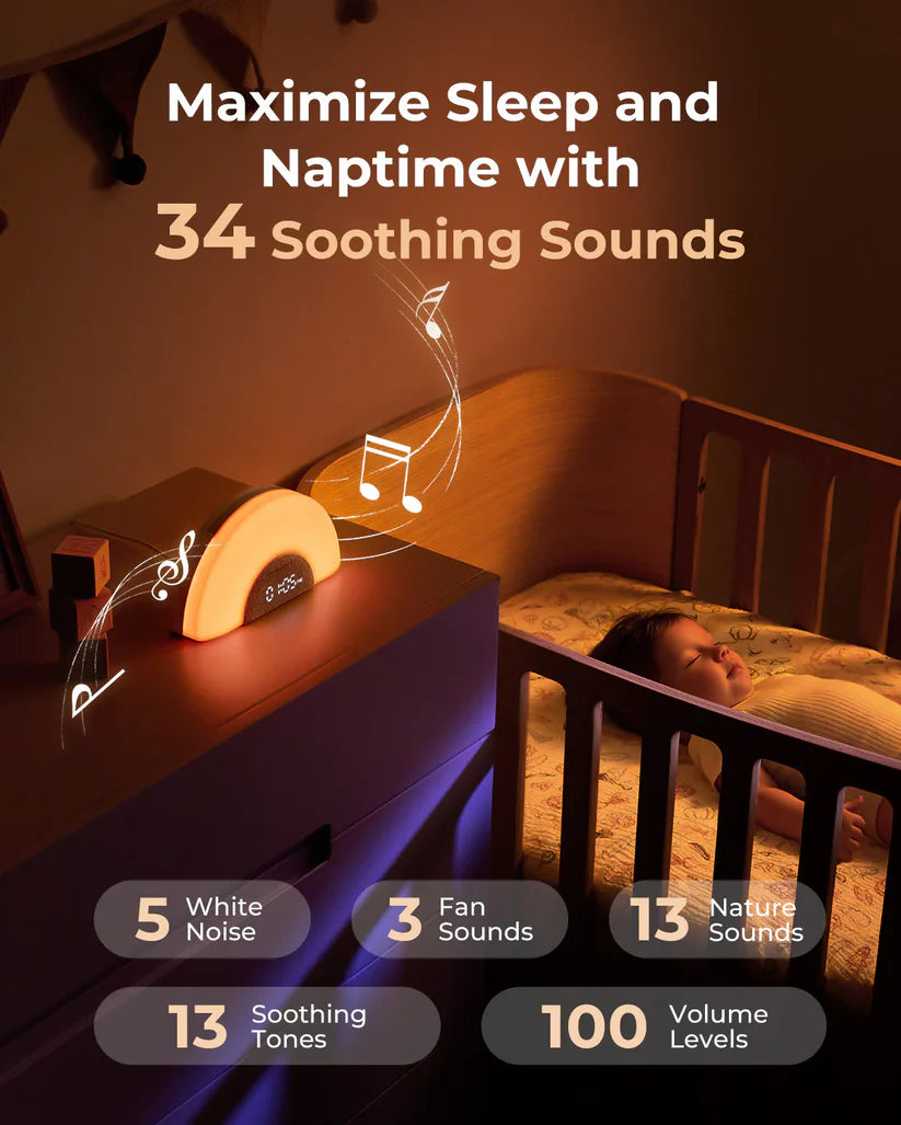 DreamSync Tech™ Smart Baby Sound Machine - Rainbow Light & App Control