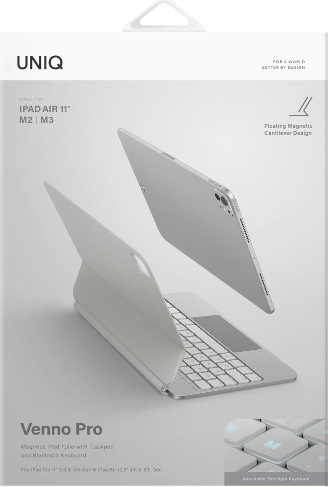 UNIQ Venno Pro Magnetic Smart Keyboard Folio for iPad Air 11" m2 , m3 - White