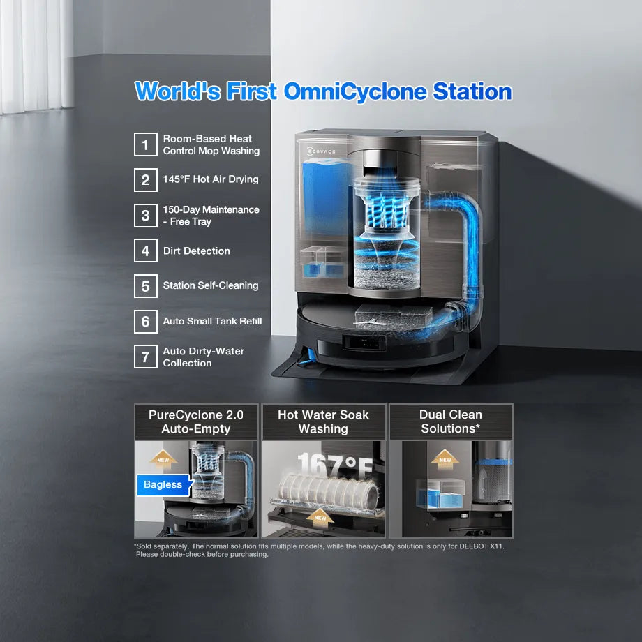 DEEBOT X11 OmniCyclone Bagless Robot Vacuum & Mop